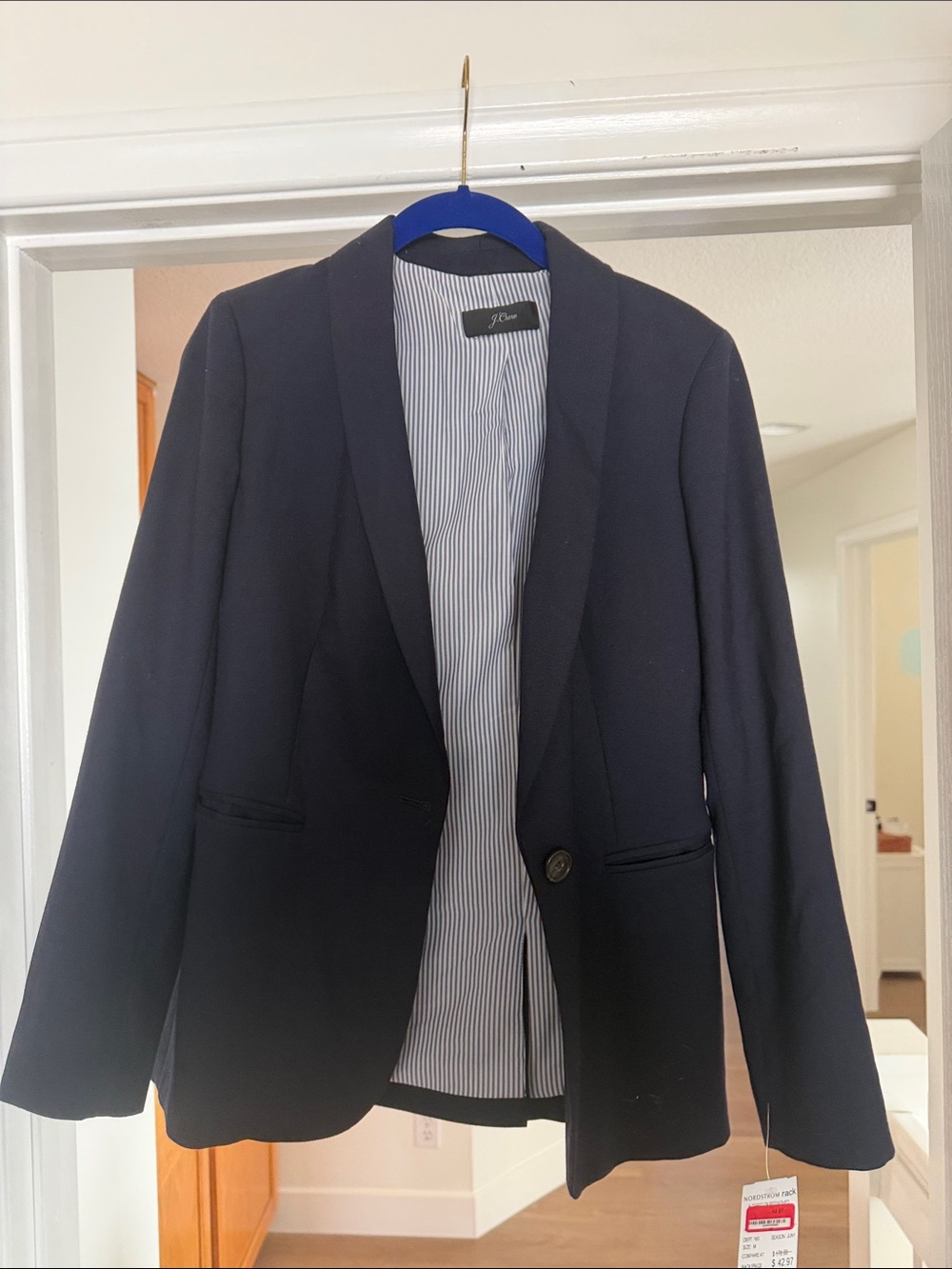 J. Crew Navy Single-Button Shawl Lapel Blazer